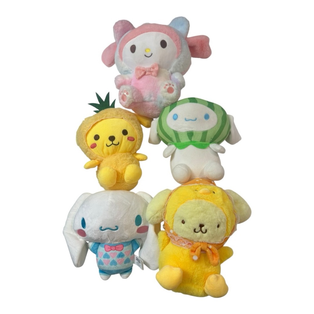 Sanrio Bundle of Plushes Set of 5 Stuffies Hello Kitty Cinnamoroll Pum Pum Purin